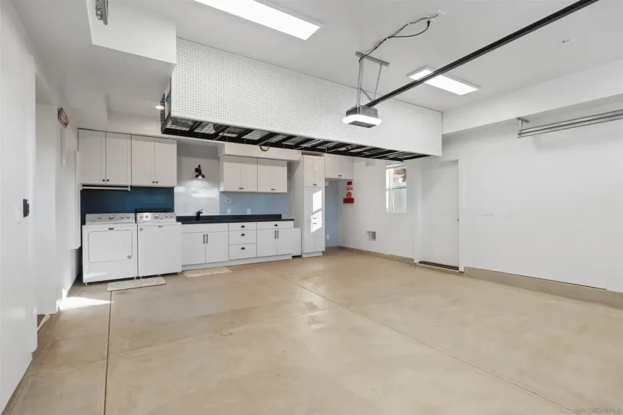 Finished garage conversion home office interior